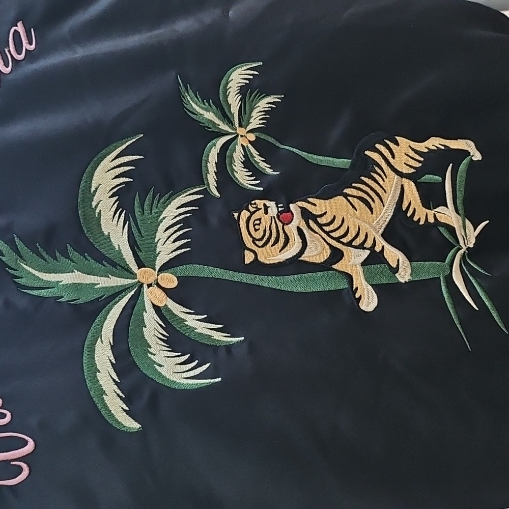 Vans Embroidered Tiger Palm Tree Satin Jacket Lge Skateboard "Vans California" - Picture 2 of 13